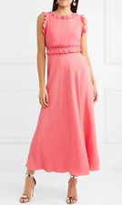 Abito donna VALENTINO rosso fresco rosa con volant taglia 40/6 borchie argento midi $950 nuovo con etichette