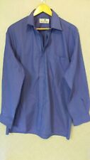 Camicia manica lunga con zip da uomo vintage in cotone colore blu tinta unita...