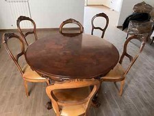 Set tavolo rotondo allungabile con 6 sedie stile classico