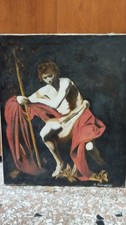 Dipinto Olio su tela 50cm ×60 "S.Giovanni nel deserto" copia da Caravaggio
