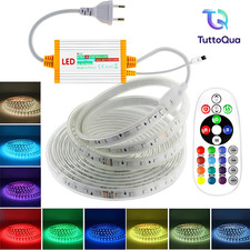 STRISCIA LED 220V SU MISURA LUCE CALDA NATURALE FREDDA RGB MULTICOLORE IP65