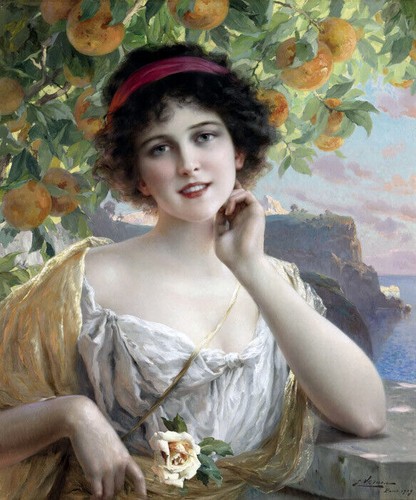 Beauty under the orange - under, tree