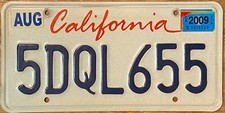 TARGA Originale USA auto CALIFORNIA - serie 1996-2010 Los Angeles San Francisco