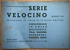 SERIE VELOCINO -Brochure originale pubblicitaria - Bologna 1936 -