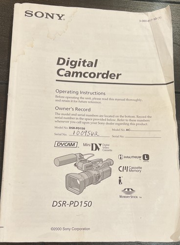 Manuale sony dsr - manuale, dsr-pd150