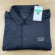 Nike Golf Performance Polo Shirt Cisco Logo Uomo XL Nero CCIE CCNA Nuova con etichette