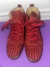 Sneakers uomo Christian Louboutin rosse scamosciate borchie a punta lusso 43,5 NO SCATOLA!!