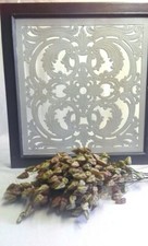 Pannello legno lavorato bianco e argento