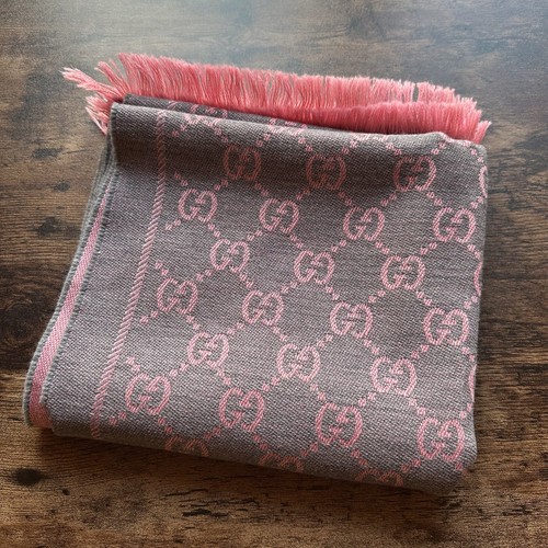 Sciarpa gucci rosa grigio lana - gucci,