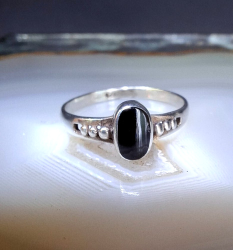 Anello argento 925 - onice, nera