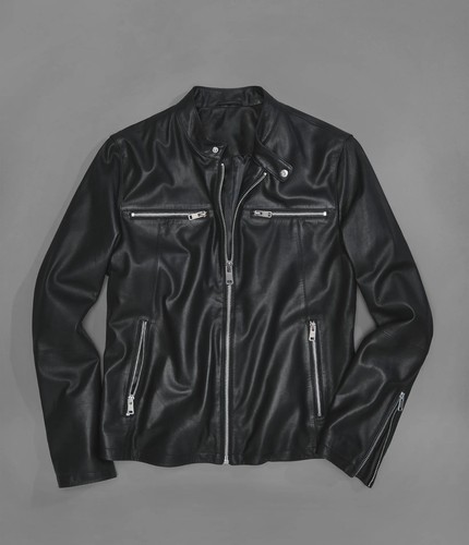 Giacca biker pelle nera uomo