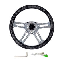 Volante sportivo, volante da barca in fibra di carbonio con raggi cromati,...