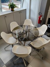 6  Sedie da pranzo girevoli bianche in stile retrò Space Age anni '60.