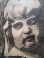 Disegno viso bambino Carboncino Su Carta 64x47 Datato 11 Maggio 1913