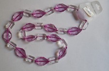 FASHION JEWELLERY collana pietre dure finte viola cristallo trasparenti marchio