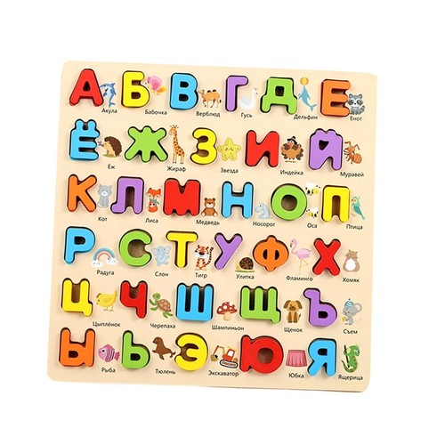 Legno russo con alfabeto - in,