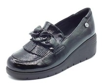 Melluso K55272W Nero Mocassini per Donna in pelle verniciata con zeppa alta