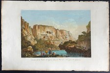 Stampa antica saint non 1795 acquaforte veduta val di noto ispica sicilia