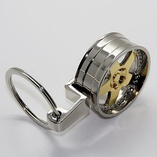 Portachiavi Cerchi a Canale Cerchione Anello Rimorchio Auto Cromo Oro Ottica