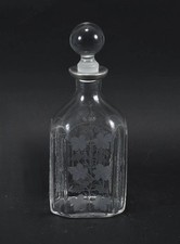 Bottiglia di vetro Boemia montaggio in stagno, incisione ruota, tappo, 26 cm 1860/70 circa