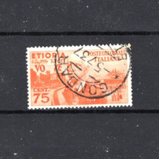REGNO COLONIE ETIOPIA 1936 - EFFIGIE VITTORIO EM. III VALORE 75c. ARANC. USATO