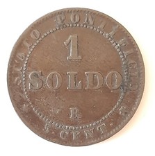 1867 Stato Pontificio 1 Soldo Cent. 5 Papa Pio IX Molto Raro SPL+