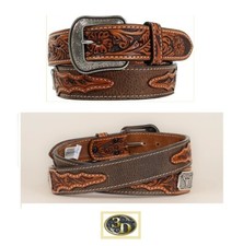 Double D Cintura cowboy western country cuoio pelle fibbia incisa flower borchie
