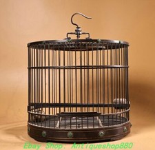 Gabbia portatile da appendere 12,2'' vecchia dinastia Huali legno intarsio gemme intaglio gabbia per uccelli