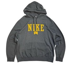 Felpa con cappuccio uomo grigia vintage Y2K Nike Spell Out ricamata XL