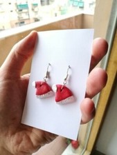 Orecchini Cappelli di Natale in pasta modellabile Fimo fatti a mano, handmade 