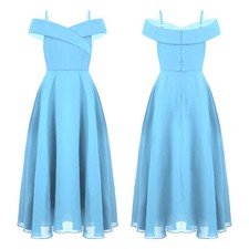 Abito formale da sposa spalle scoperte per bambini ragazze A-Line lunghezza pavimento festa