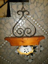 Lampadario a sospensione in ferro e legno rustico con coppetta in terracotta