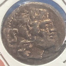 Riproduzione moneta Romana L. Trebanius  Testa Saturno Laureata Nave 135 a.c.