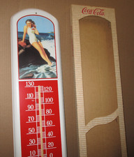 COCA-COLA COKE - Costume da bagno bella ragazza - ANCORA IN SCATOLA 39" INSEGNA TERMOMETRO VINTAGE