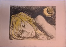 Carlo Levi (1902-1975) - Donna sotto la luna - Litografia firmata numerata