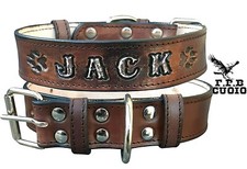 COLLARE IN CUOIO PER CANE PERSONALIZZATO CON NOME E NUMERO DI TELEFONO