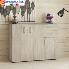 Madia 3 Ante Mobile Multiuso Salotto Credenza Soggiorno 103X35X92 Bianco Venato