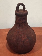 Antique Cast Iron Hanging 4 LB Bell Ball Scale Weight With Raised Number