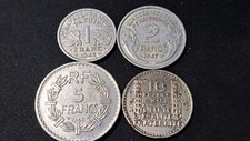 FRANCIA - N. 4 MONETE - 1 / 2 / 5 / 10 FRANCS DEL 1942 - 1947 - 1948 - 1950
