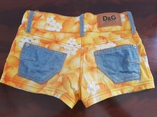 pantaloncini bimba Dolce&Gabbana D&G junior arance fiori gialli cotone jeans 10a