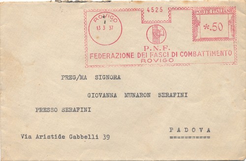 Italia 1937 busta affrancatura - italia,