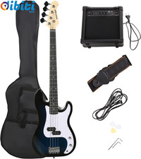 Chitarra Basso Elettrico 4 Corde Con Amplificatore 15W, Borsa, Tracolla E Plettr