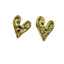 Orecchini Cuore Fuso Irregolare Placcati Oro 18K - Design Organico Trendy