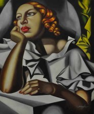 T. DE LEMPICKA RAGAZZA ALLA FINESTRA OLIO TELA LEM56005