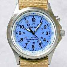 Orologio militare SEIKO ALBA FIELD GEAR V671-6001 1995 retroilluminazione blu cachi Giappone