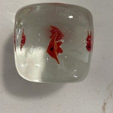Fermacarte quadrato in vetro per acquario pesci rossi bolle cubo stile Murano