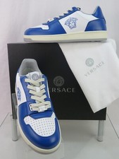 NIB VERSACE BLUE WHITE LEATHER