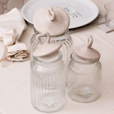 Barattolo Contenitore Elegante in Vetro con Coperchio Tappo Ermetico con Cuore