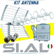 Kit antenna TV UHF completo di centralino 24dB 122dBuV da interno e connettori F