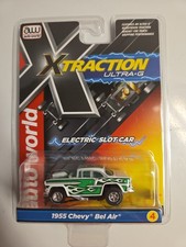 Auto World Xtraction Afx 1955 Chevy Belair fiamme bianche e verde